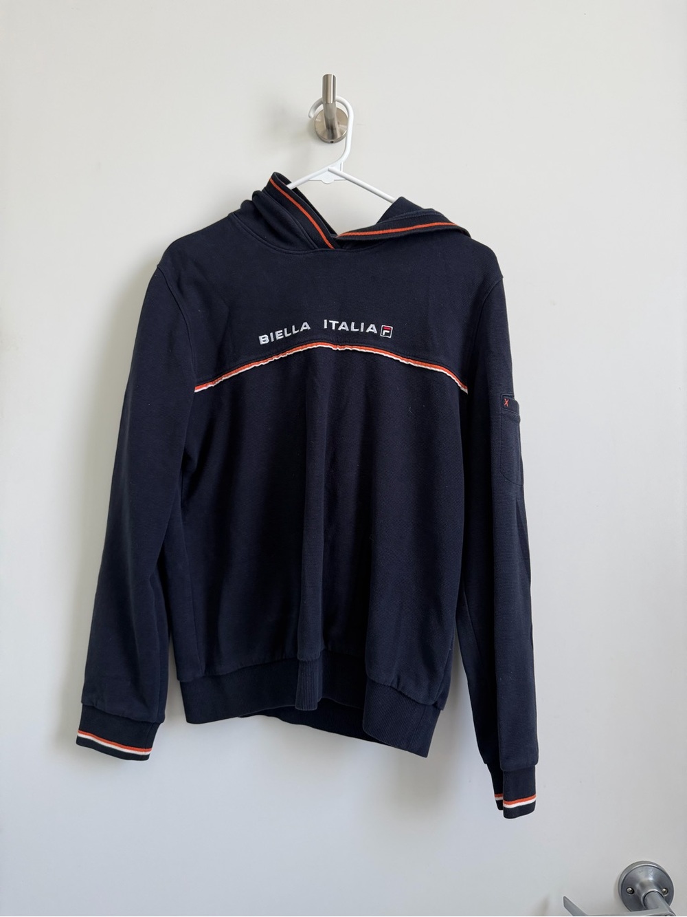 Fila Navy Pullover Hoodie with Orange Trim